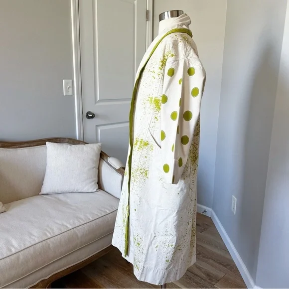 ELIZABETH SUZANN CLYDE JACKET TRENCH HANDPAINTED UPCYCLED COTTON CANVAS XXS/XS - Picture 3 of 14